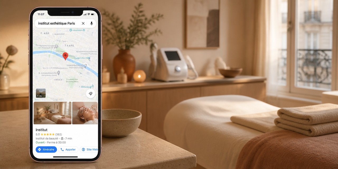 Consultante SEO accompagnant un centre esthétique technique premium